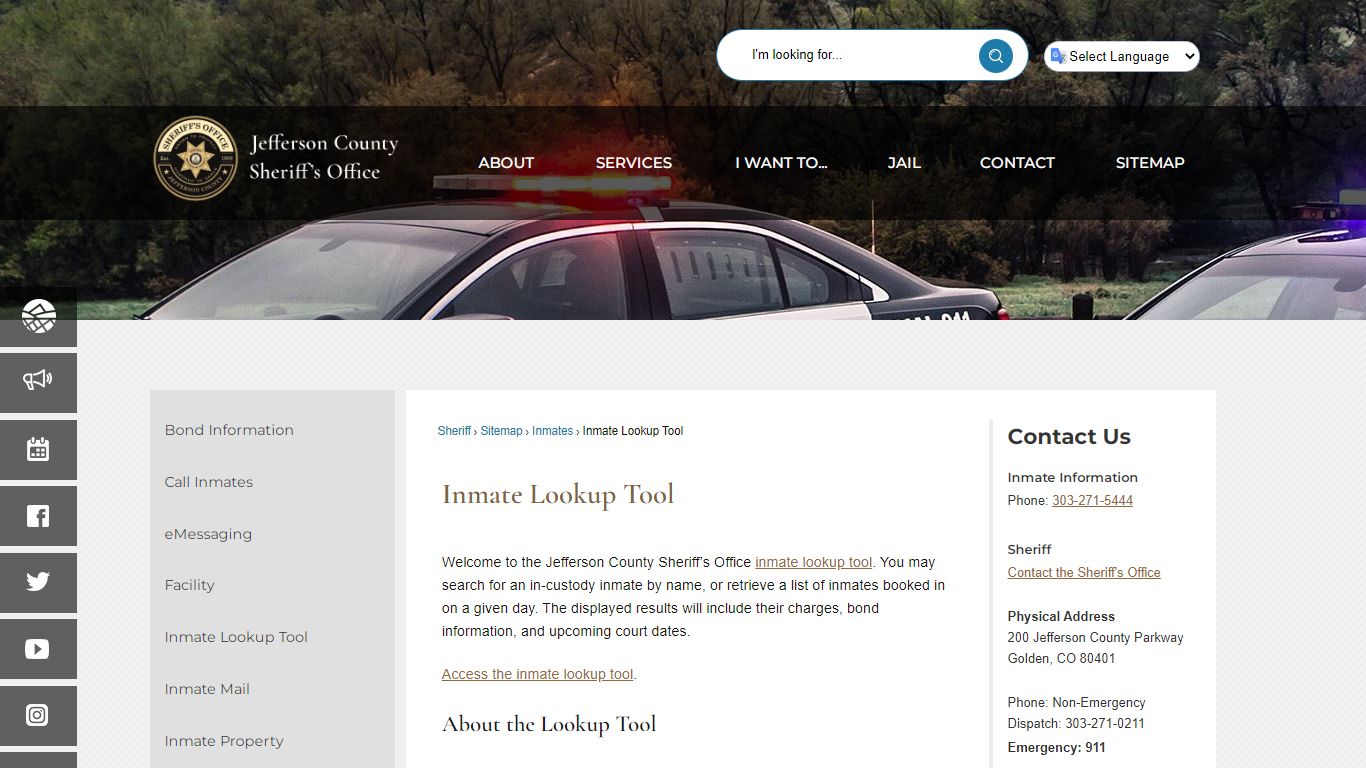 Inmate Lookup Tool | Jefferson County, CO